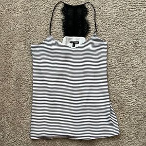 Express Black and White Lace Back Blouse